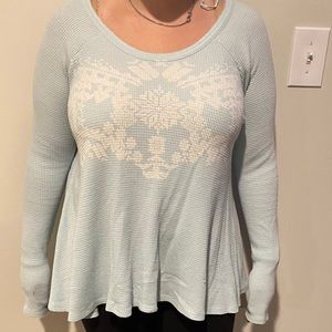 Free People | We the Free - Blue Waffle Shirt